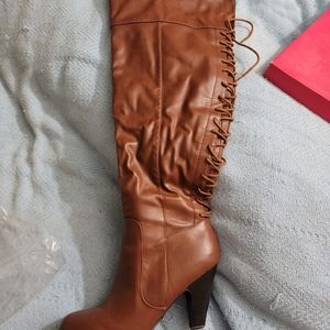 Taupe knee high boots